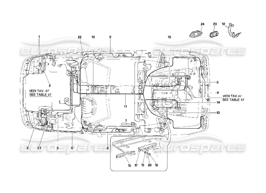 ferrari 348 (2.7 motronic) electrical system part diagram