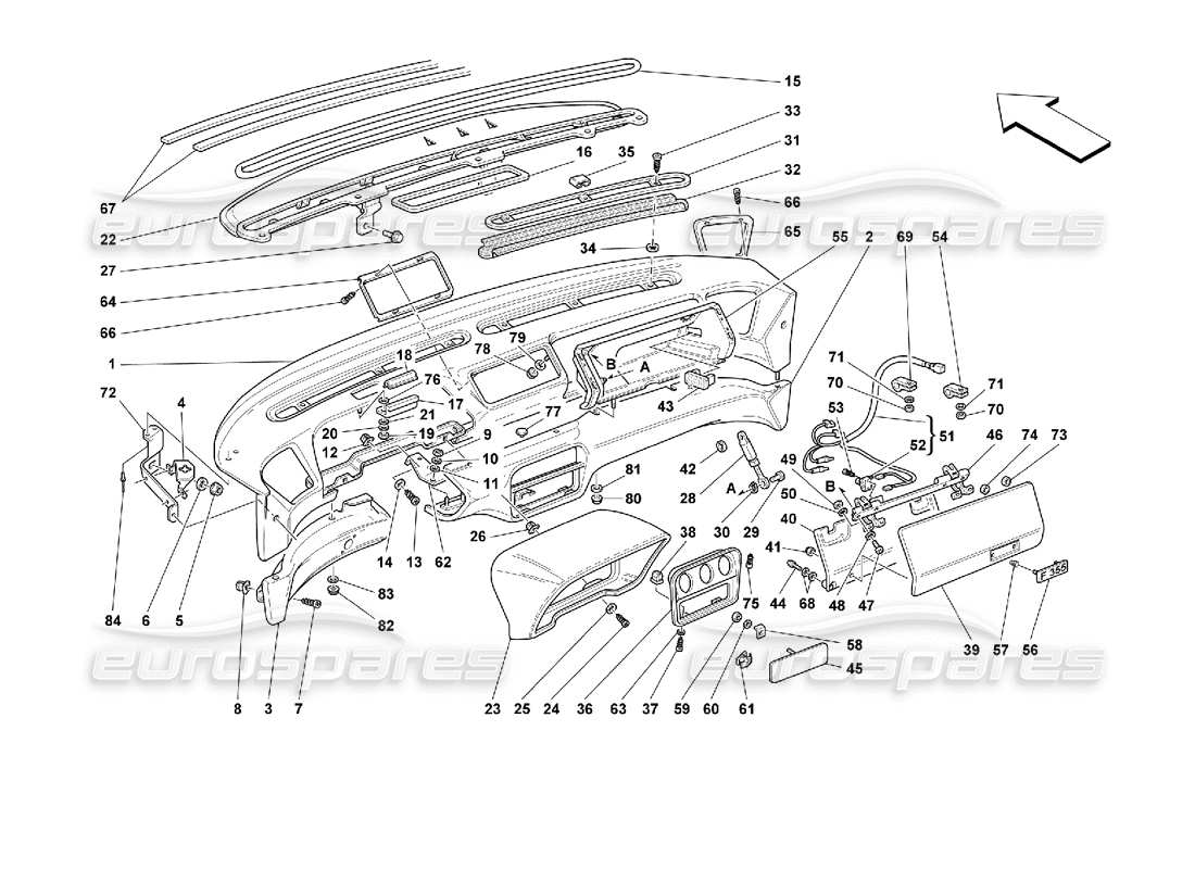 ferrari 355 (2.7 motronic) dashboard parts diagram