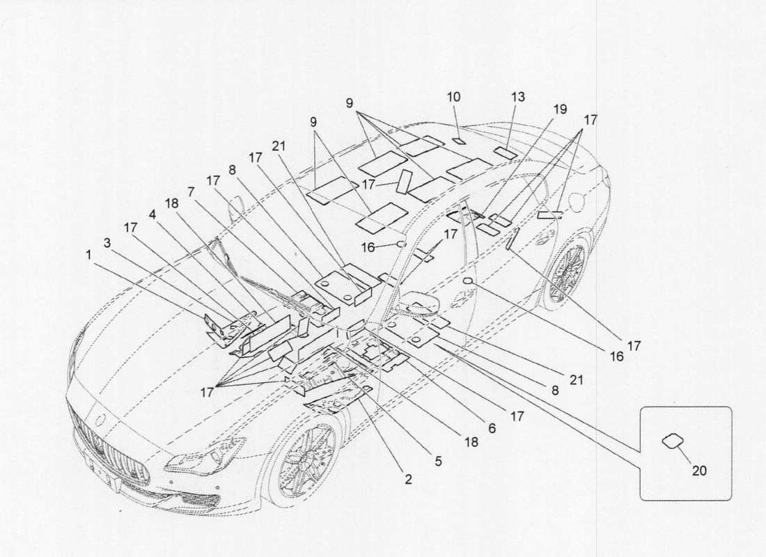 maserati qtp. v6 3.0 tds 275bhp 2017 sound insulation part diagram