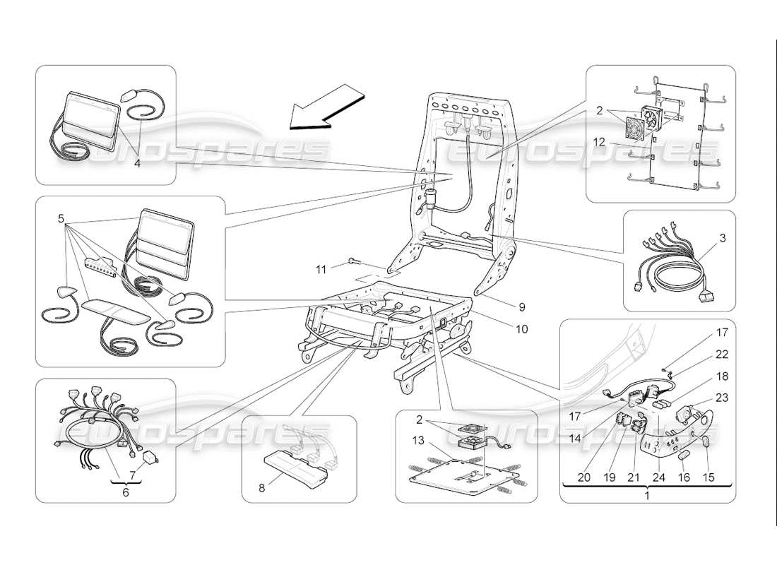 maserati qtp. (2006) 4.2 f1 front seats: mechanics and electronics part diagram