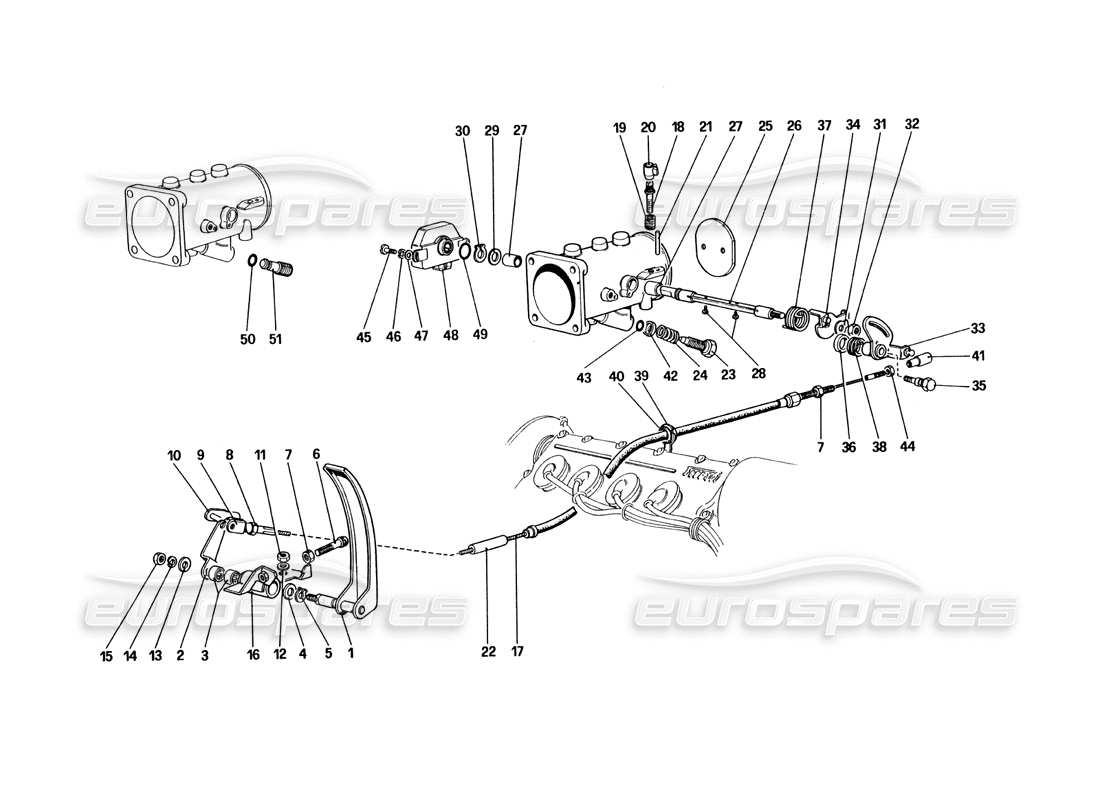 ferrari 328 (1985) throttle housing and linkage part diagram