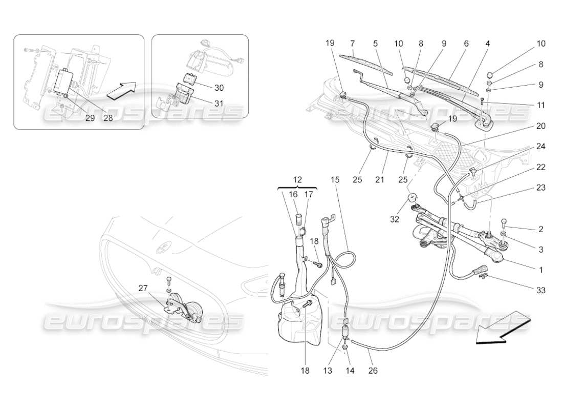 maserati grancabrio (2010) 4.7 external vehicle devices parts diagram