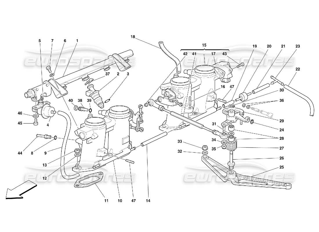 ferrari 355 (5.2 motronic) throttle holders and controls parts diagram