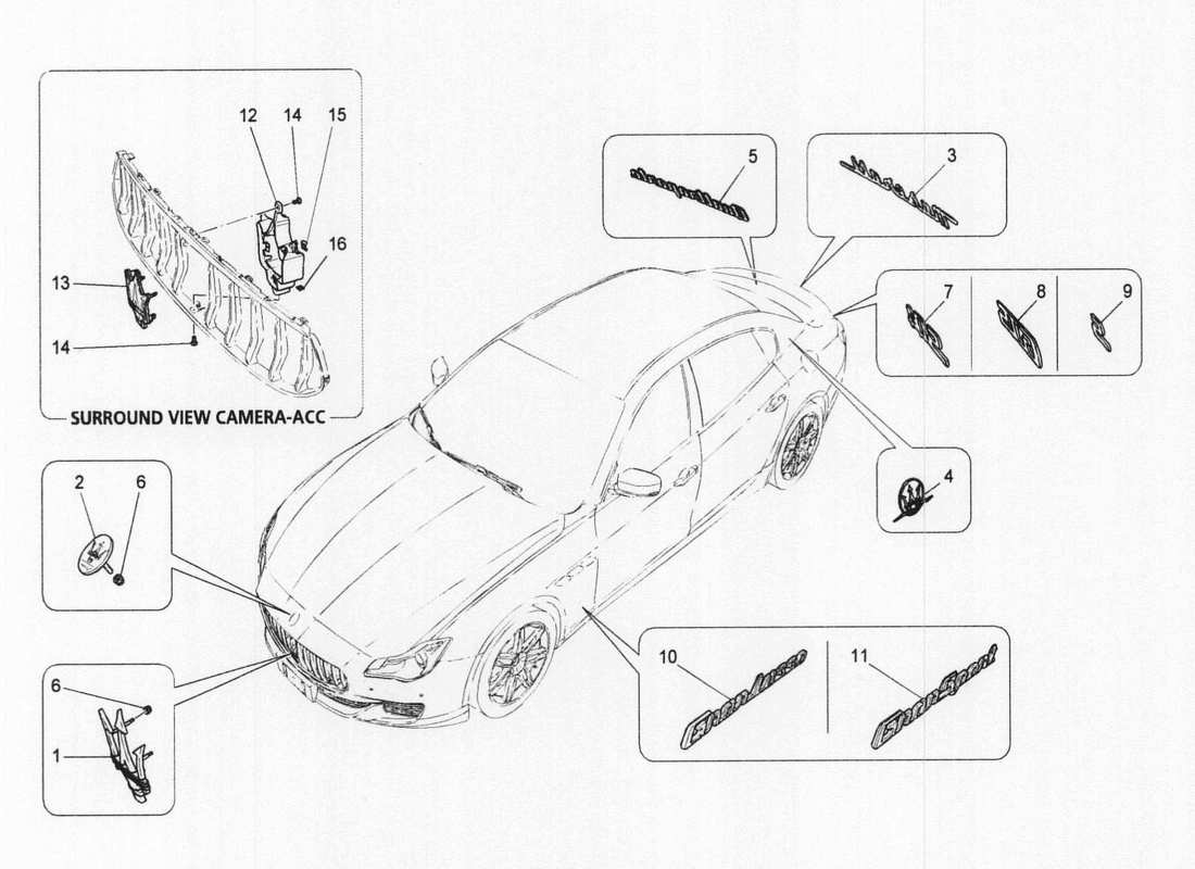 maserati qtp. v6 3.0 bt 410bhp 2wd 2017 trims, brands and symbols parts diagram