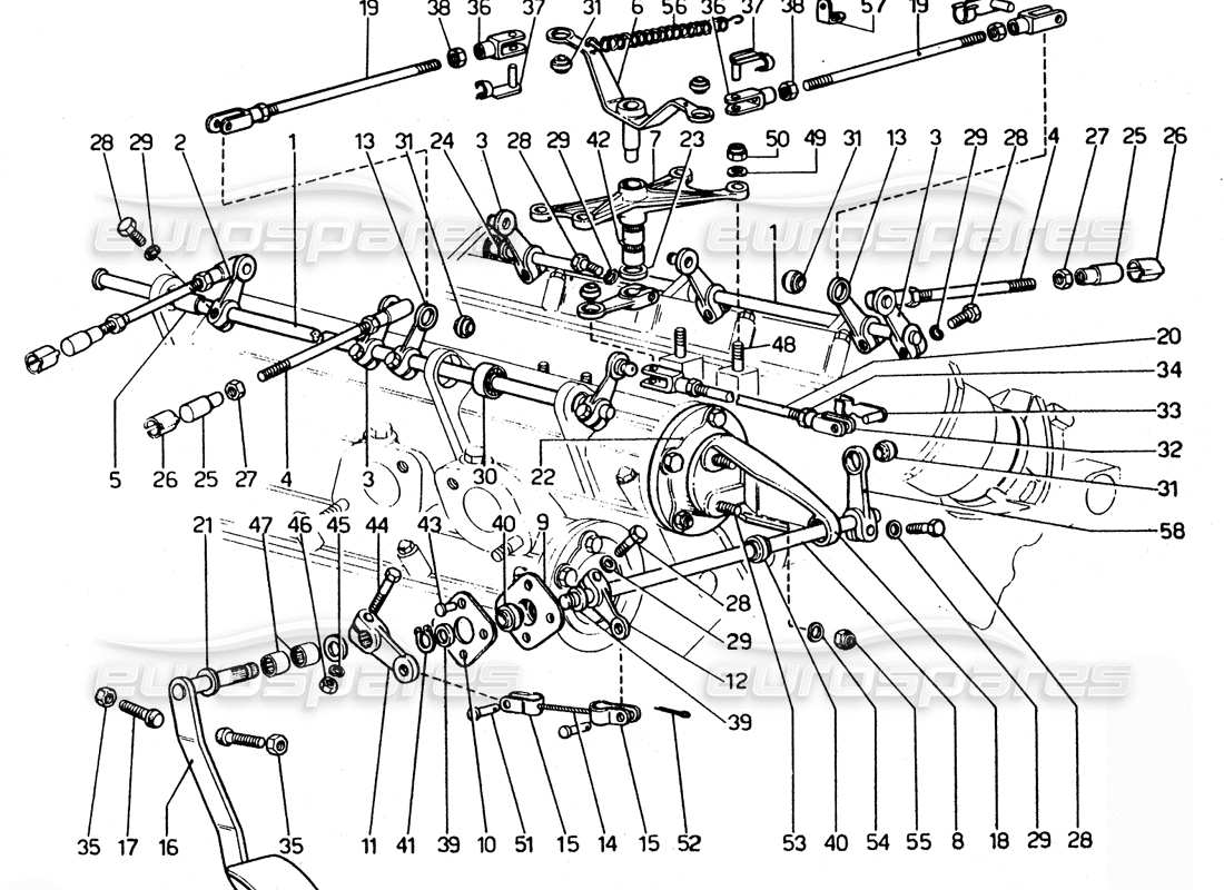 ferrari 365 gtc4 (mechanical) throttle linkage parts diagram