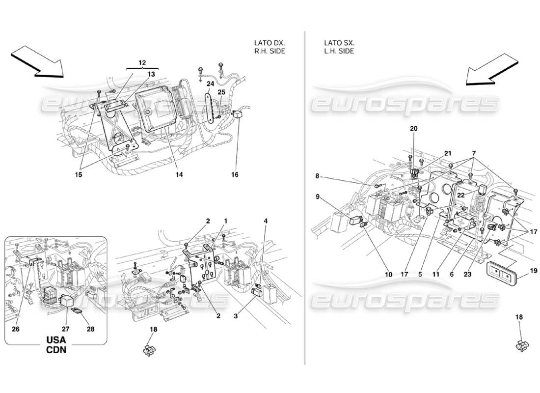 ferrari 360 challenge stradale rear passengers compartment control stations part diagram