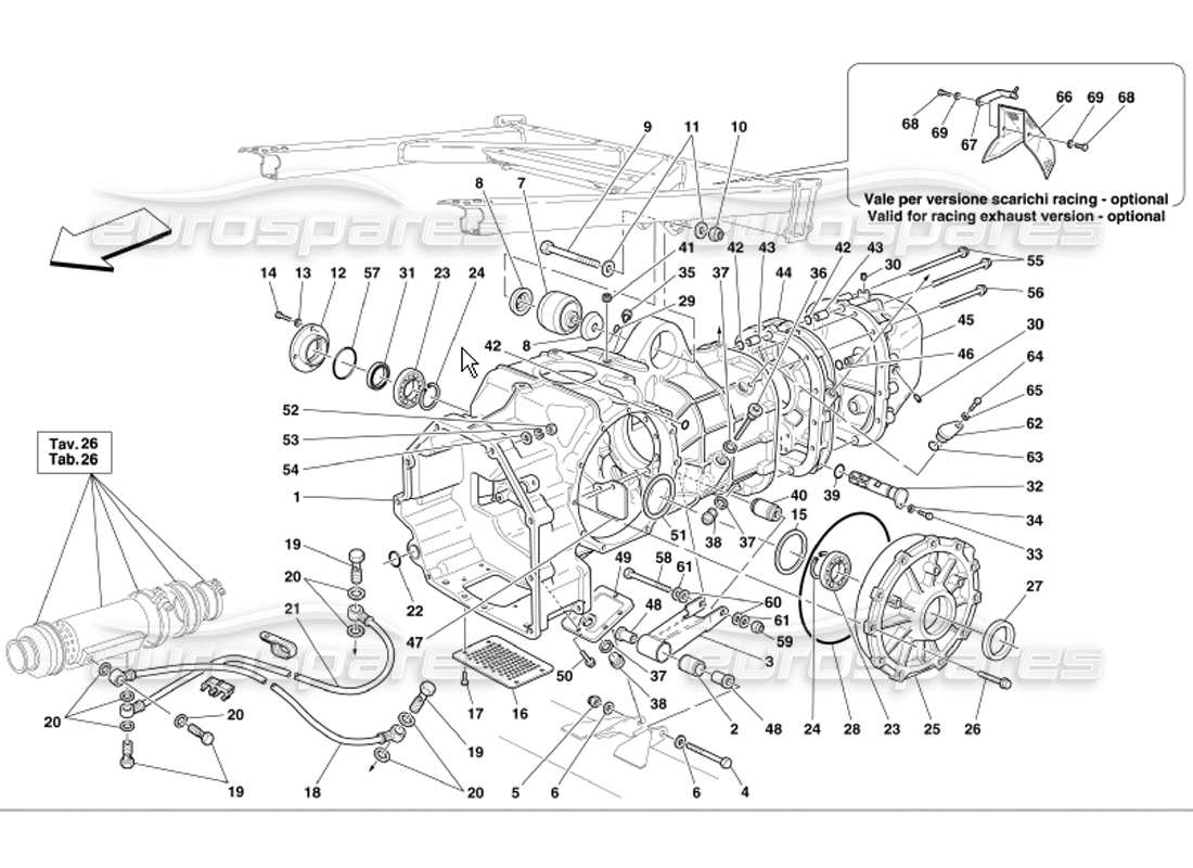 ferrari 360 modena gearbox covers part diagram