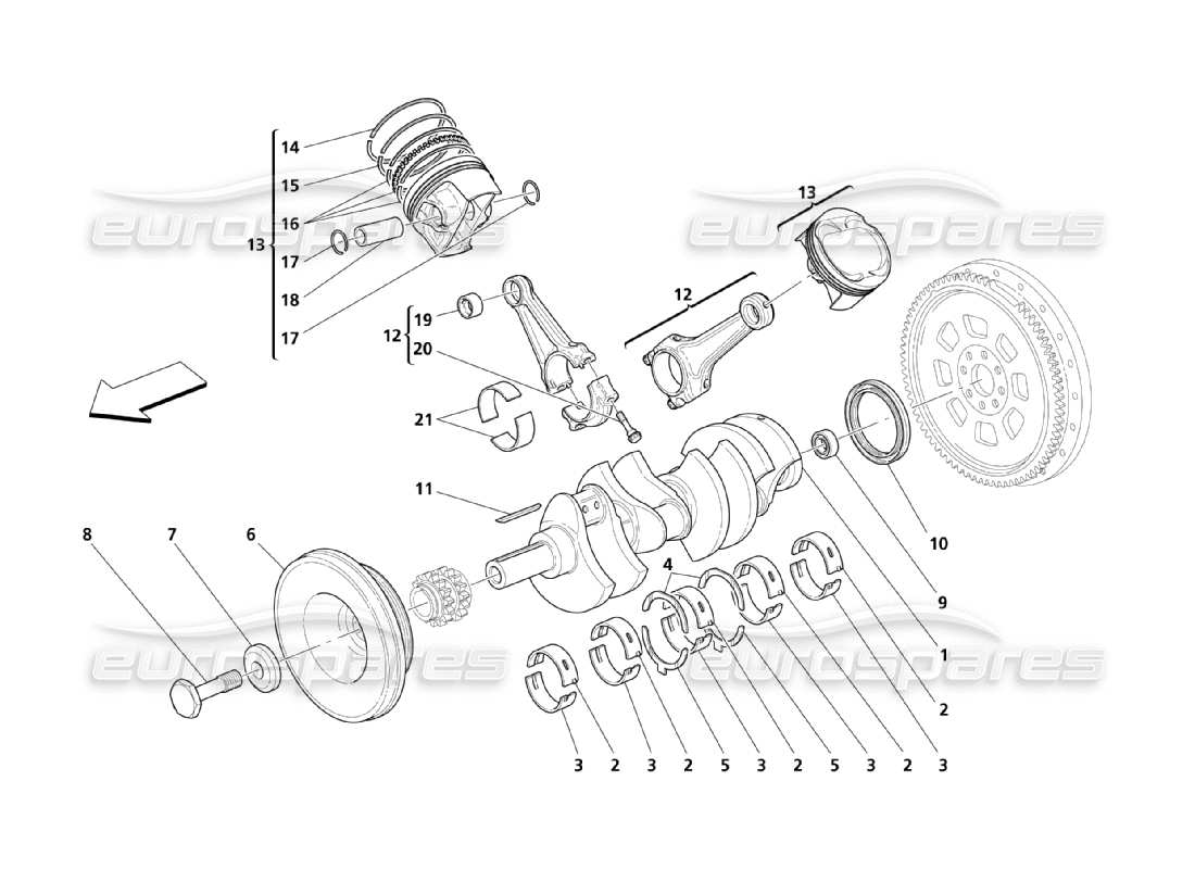 maserati qtp. (2003) 4.2 crank mechanism parts diagram