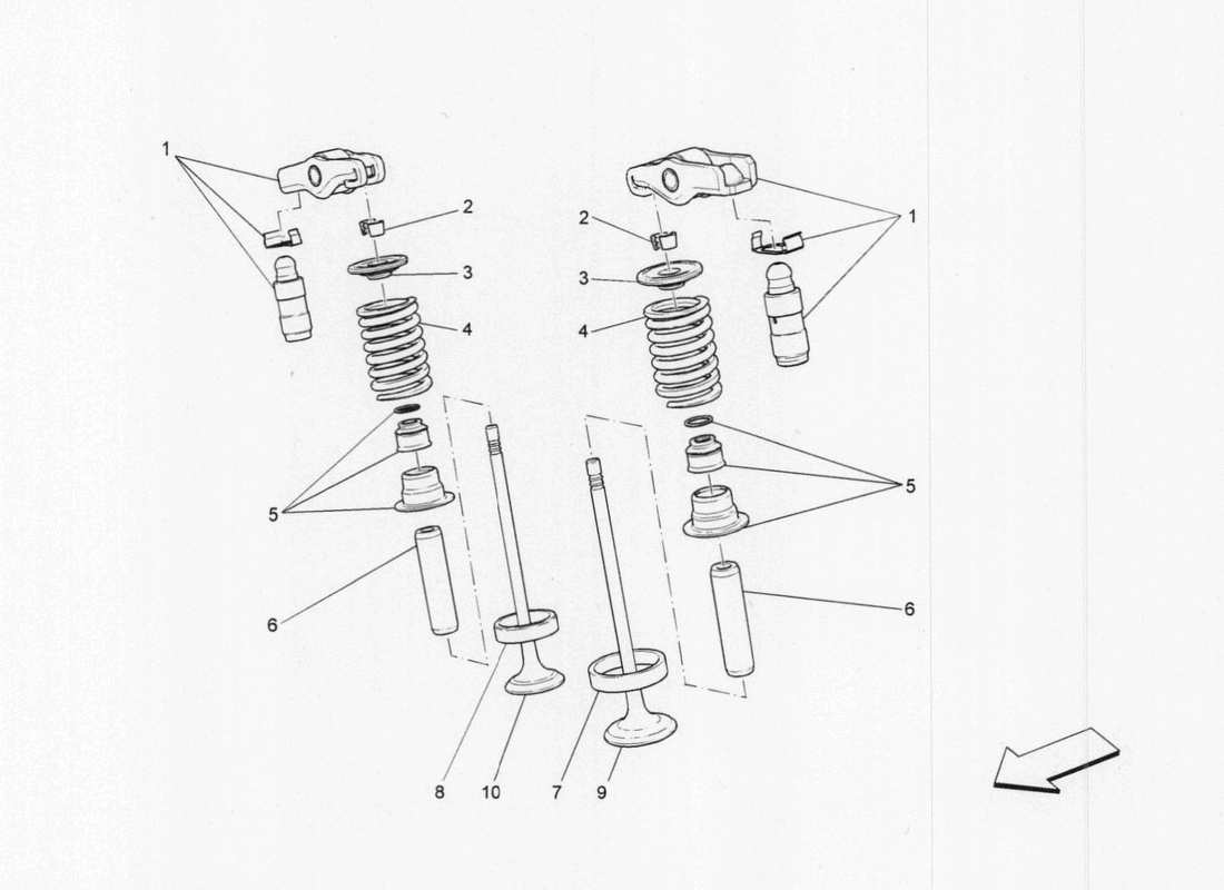 maserati qtp. v6 3.0 tds 275bhp 2017 valves part diagram