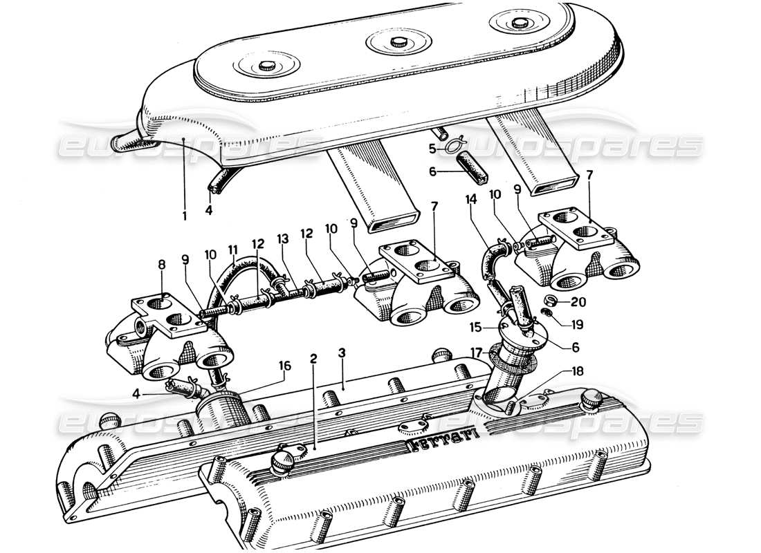 ferrari 330 gtc coupe air filter with blow-by parts diagram