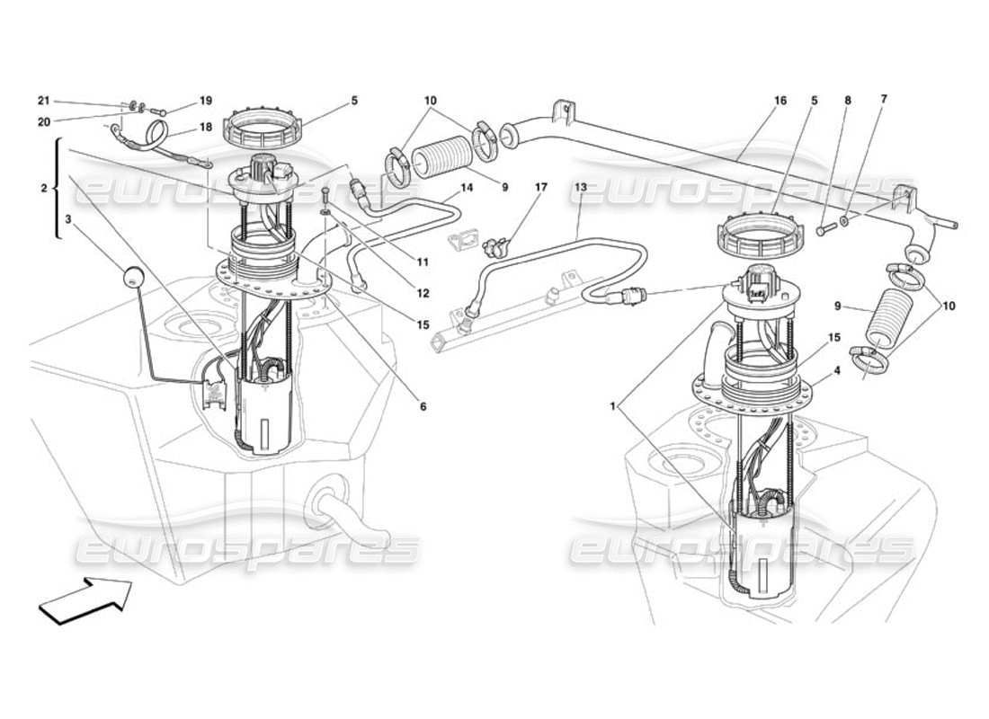 ferrari 360 challenge (2000) fuel pumps and pipes parts diagram