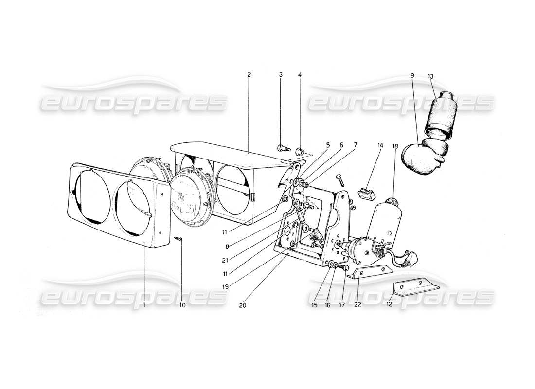 ferrari 308 gt4 dino (1979) headlights lifting device part diagram