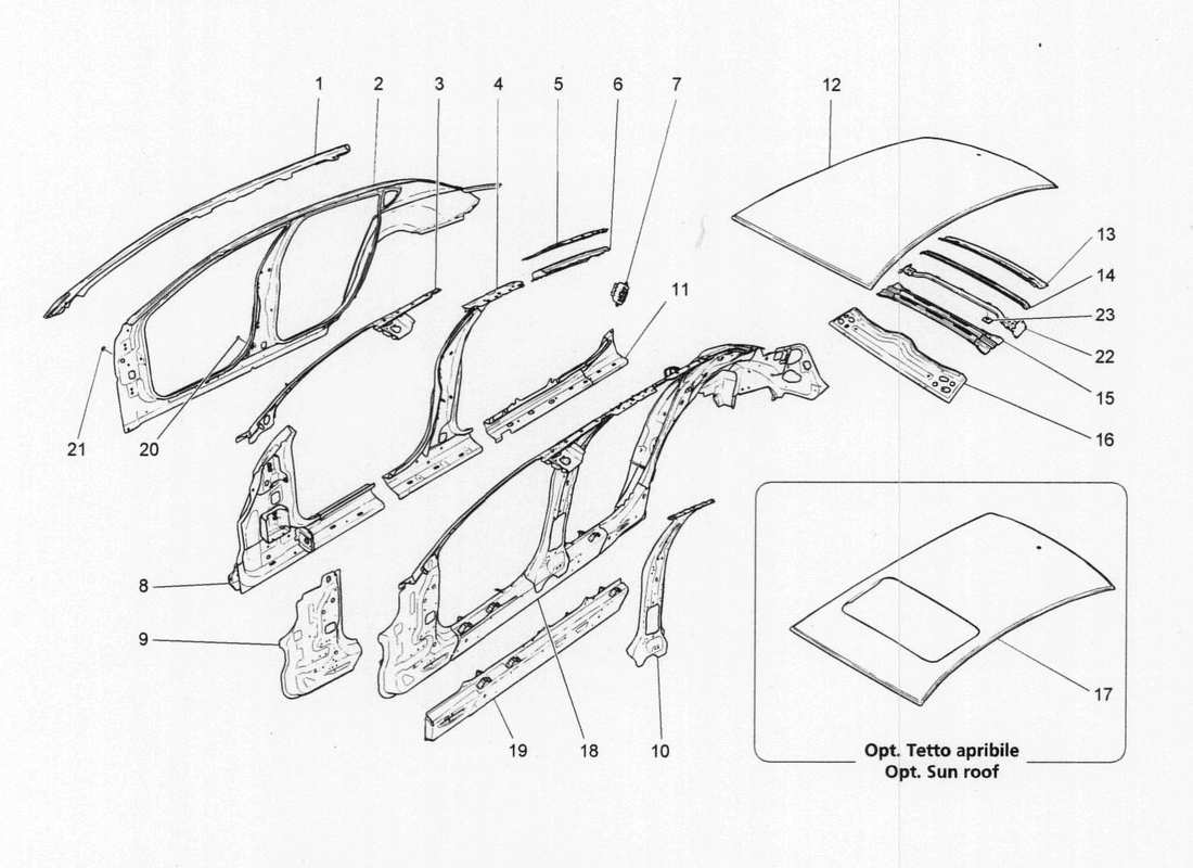 maserati qtp. v6 3.0 bt 410bhp 2wd 2017 bodywork and central outer trim panels parts diagram