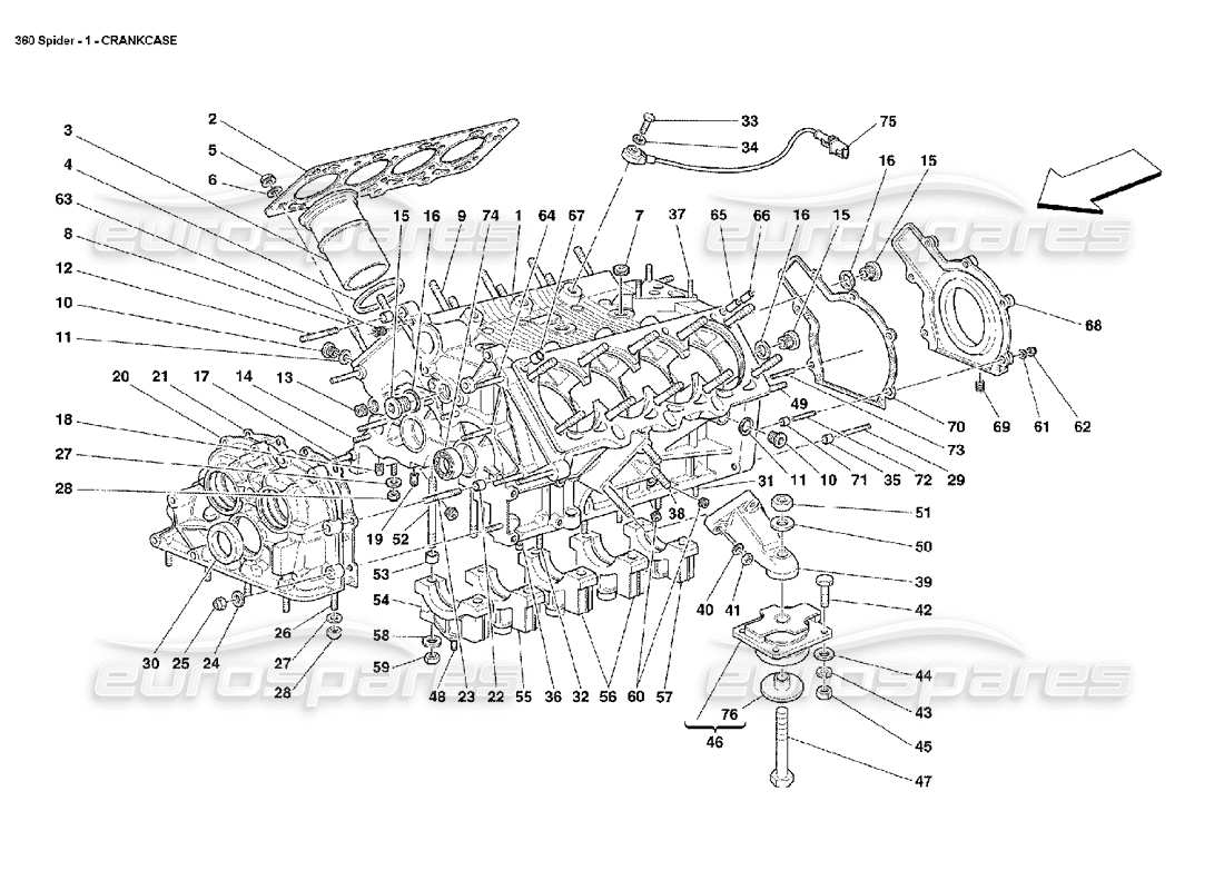 ferrari 360 spider crankcase part diagram