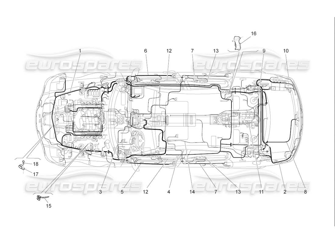 maserati qtp. (2006) 4.2 f1 main wiring part diagram