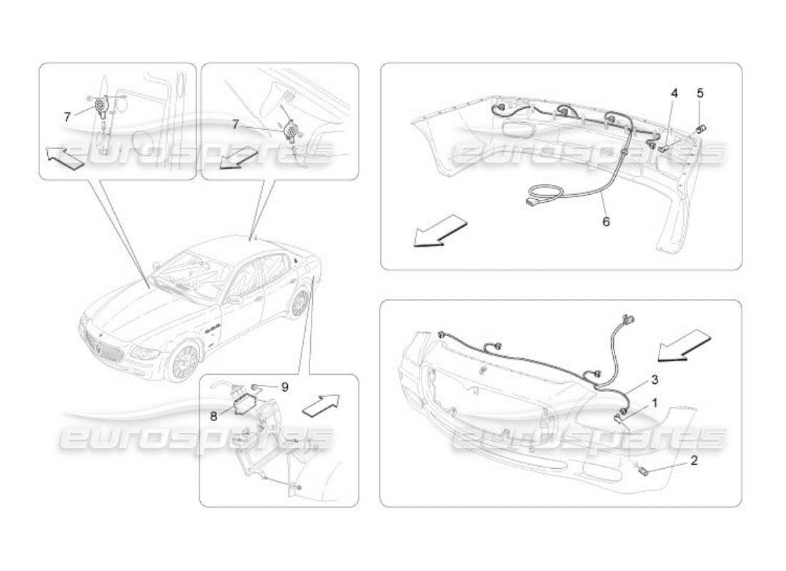 maserati qtp. (2005) 4.2 parking sensors parts diagram