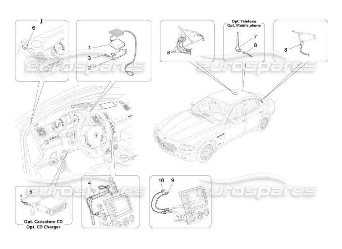 maserati qtp. (2005) 4.2 reception and connection system parts diagram