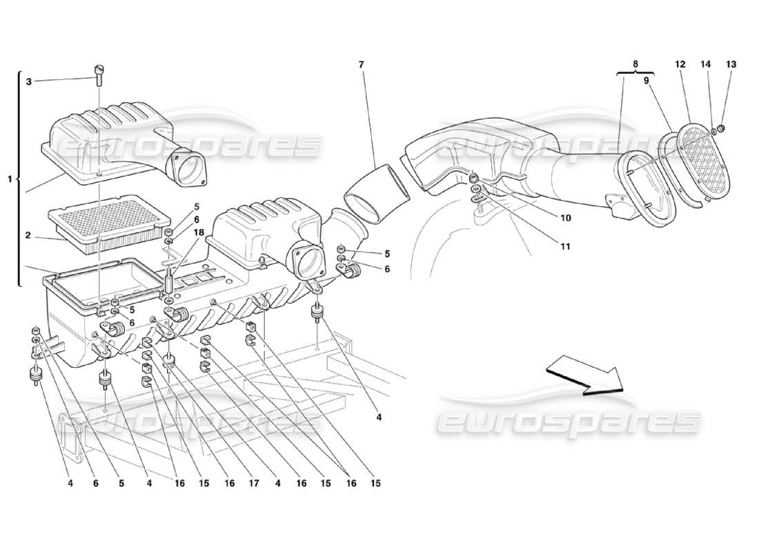 ferrari 360 challenge stradale air intake part diagram