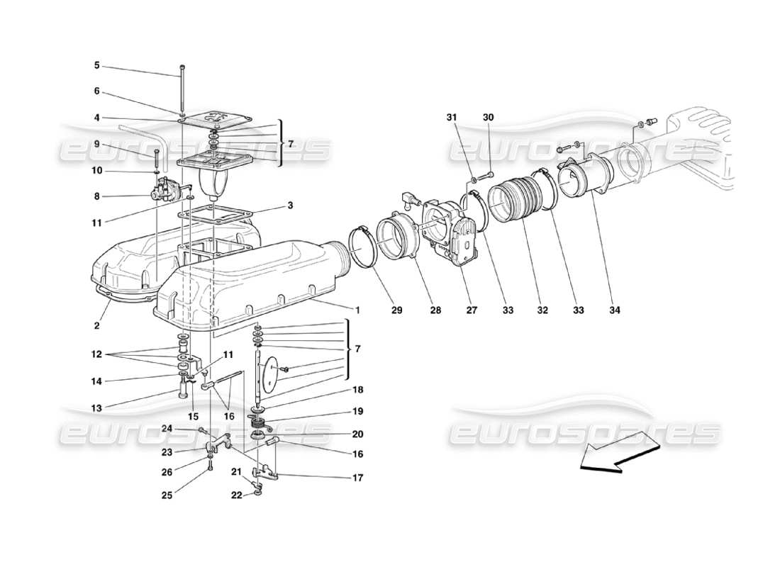 ferrari 360 challenge stradale air intake manifold cover part diagram