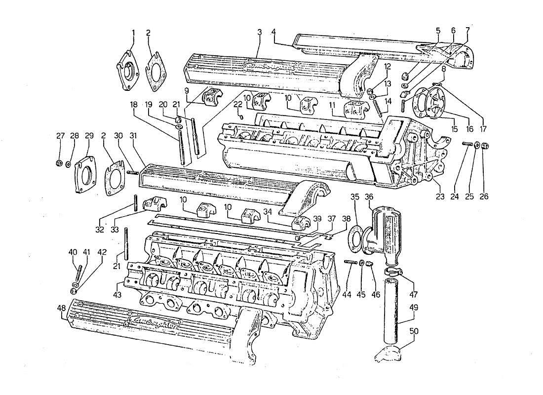 lamborghini jarama testa cilindri parts diagram