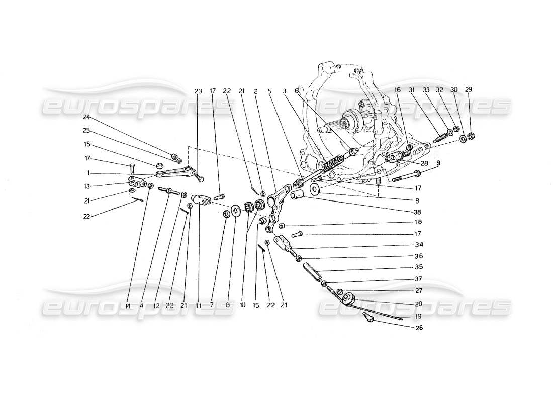 ferrari 308 gt4 dino (1979) clutch operating control part diagram