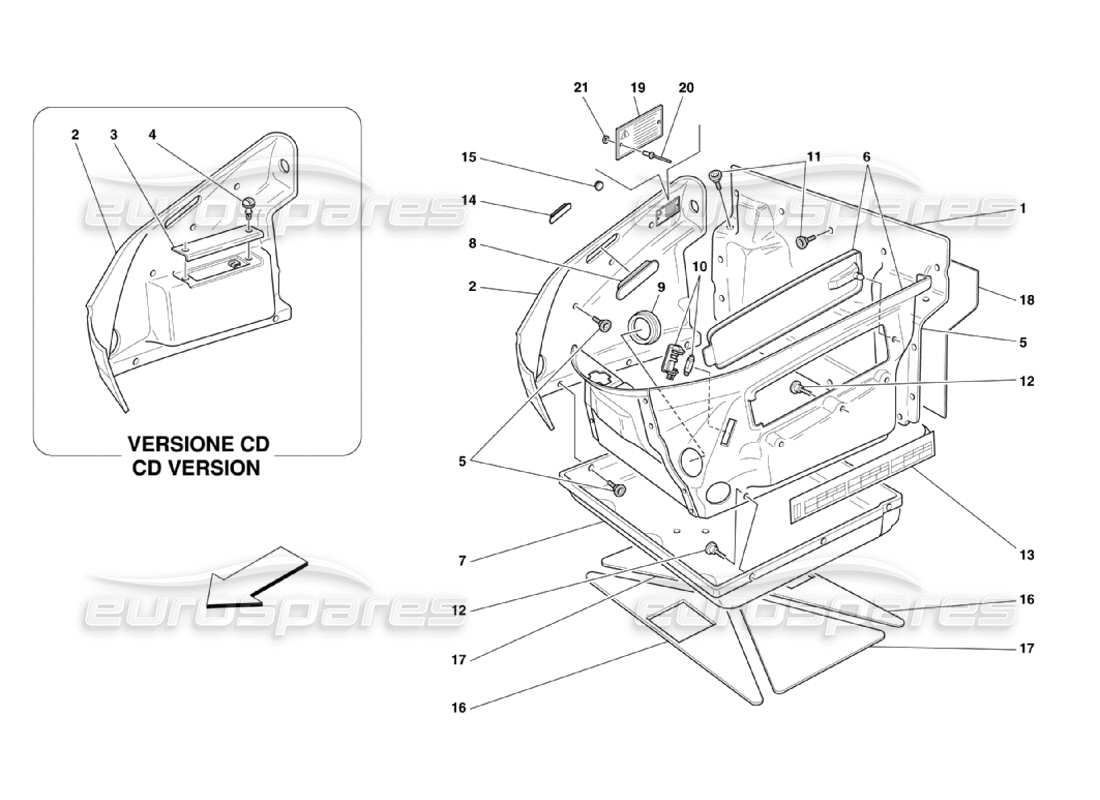 ferrari 360 challenge stradale front compartment trims part diagram