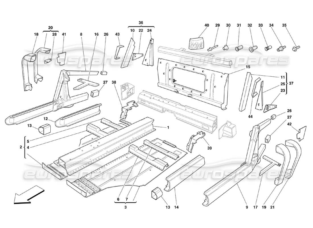 ferrari 360 challenge stradale central side elements and plates parts diagram