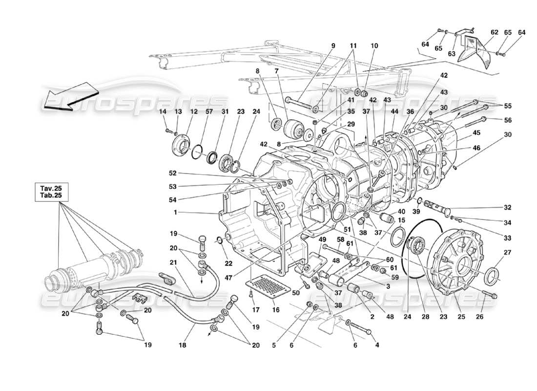 ferrari 360 challenge stradale gearbox - covers part diagram