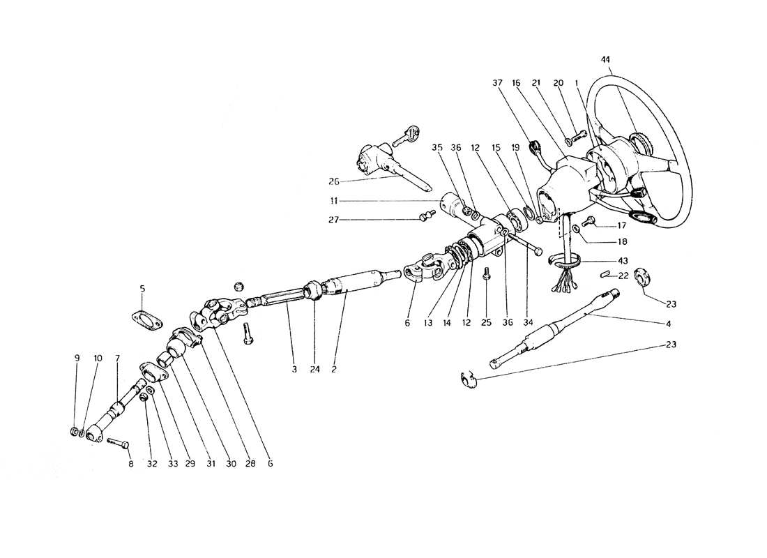 ferrari 308 gt4 dino (1979) steering column part diagram