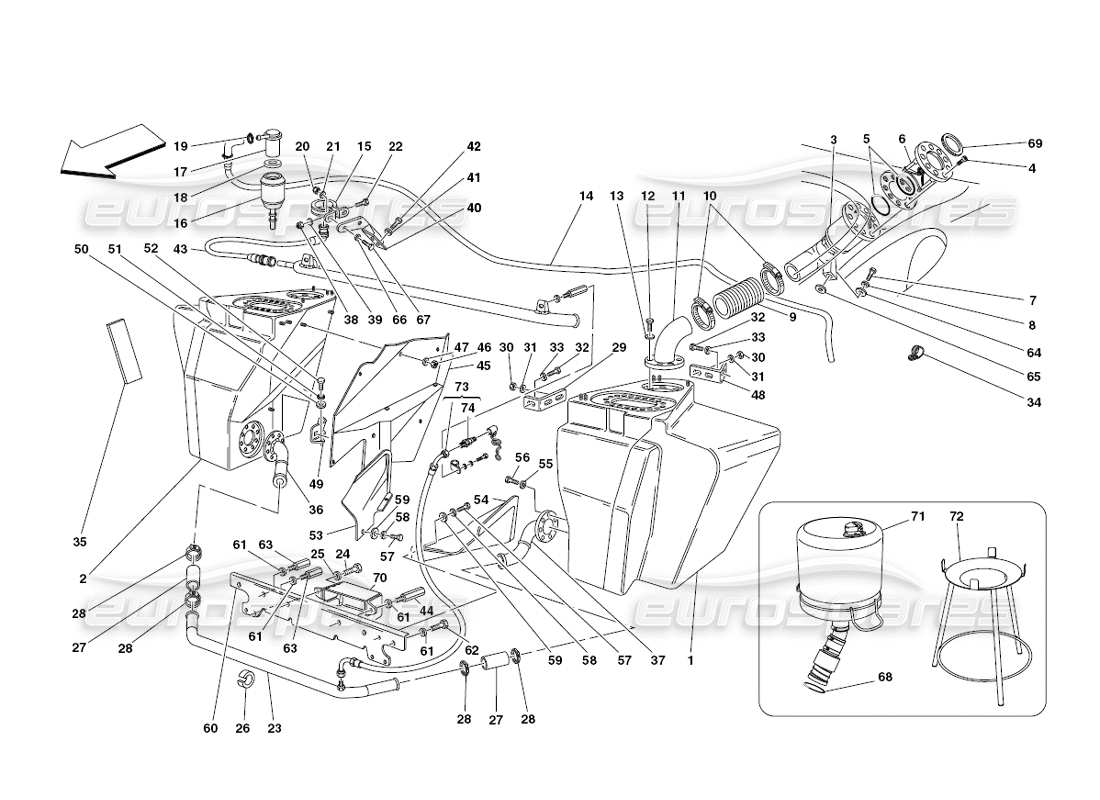 ferrari 430 challenge (2006) fuel tanks parts diagram