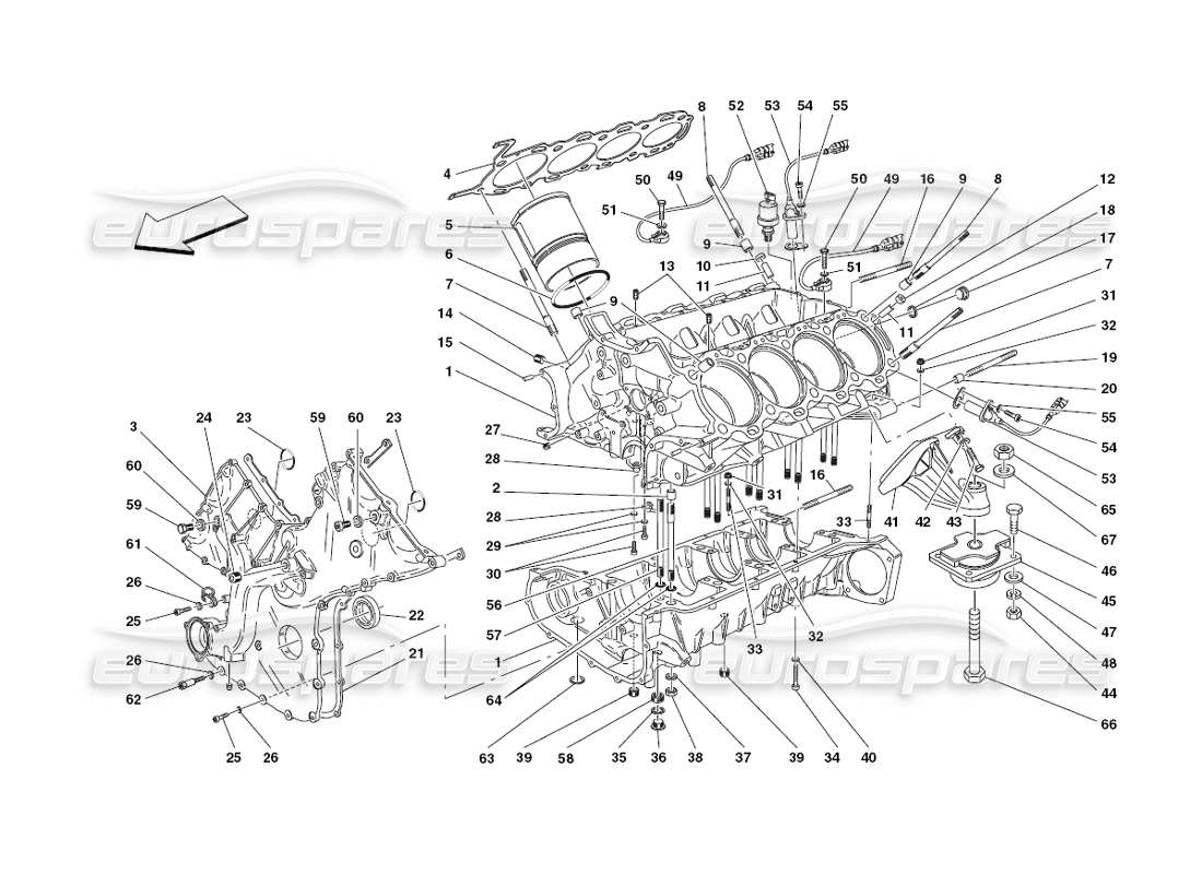 ferrari 430 challenge (2006) crankcase parts diagram