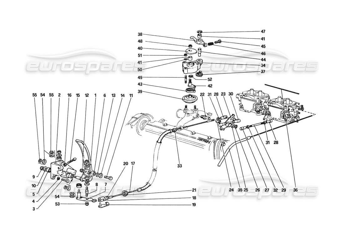 ferrari 308 gtb (1980) throttle control part diagram