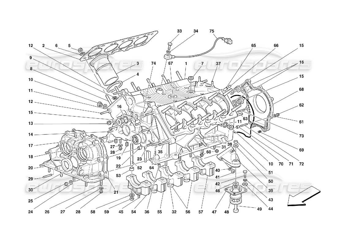 ferrari 355 (5.2 motronic) crankcase part diagram