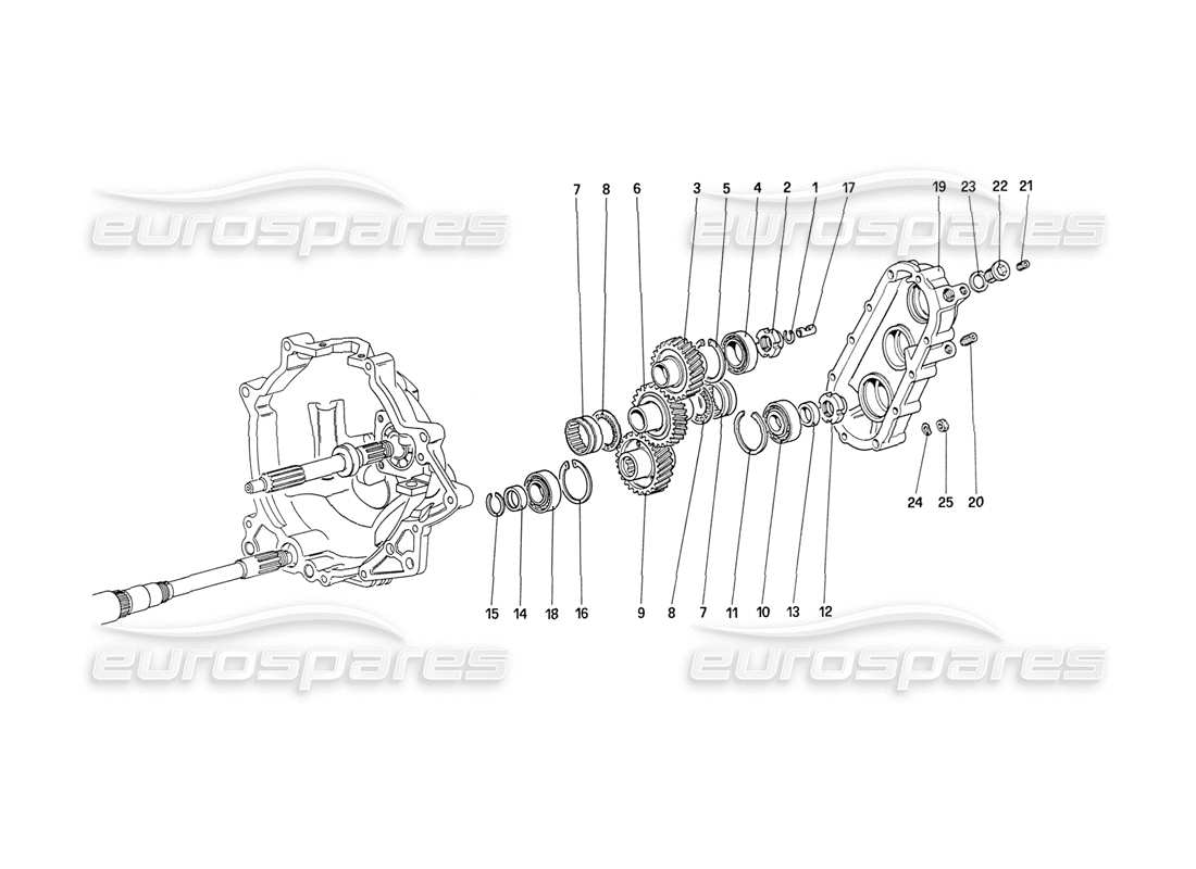ferrari 208 turbo (1989) gearbox transmission parts diagram