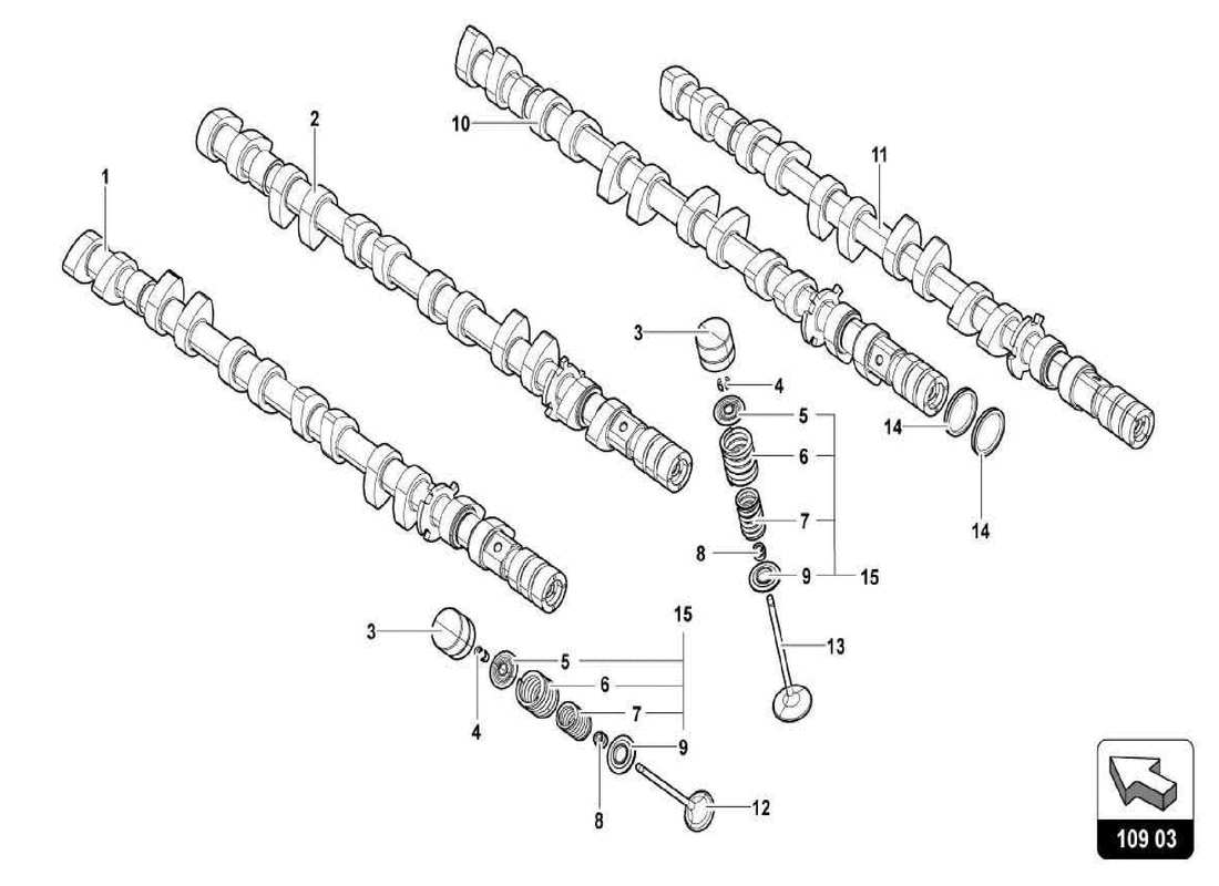 lamborghini centenario spider camshaft, valves part diagram