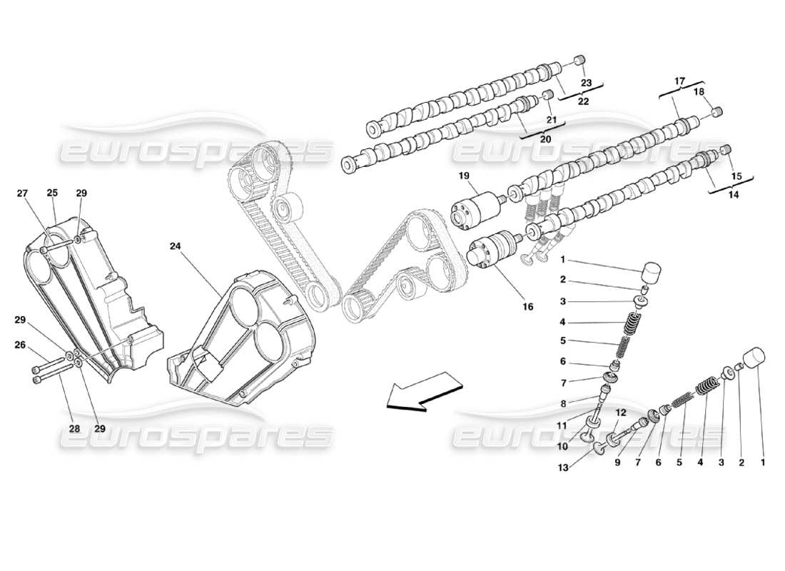 ferrari 360 challenge stradale timing - tappets and shields parts diagram