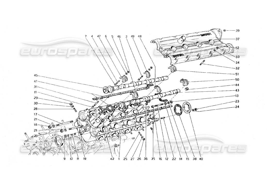 ferrari 308 gt4 dino (1979) cylinder head (left) parts diagram