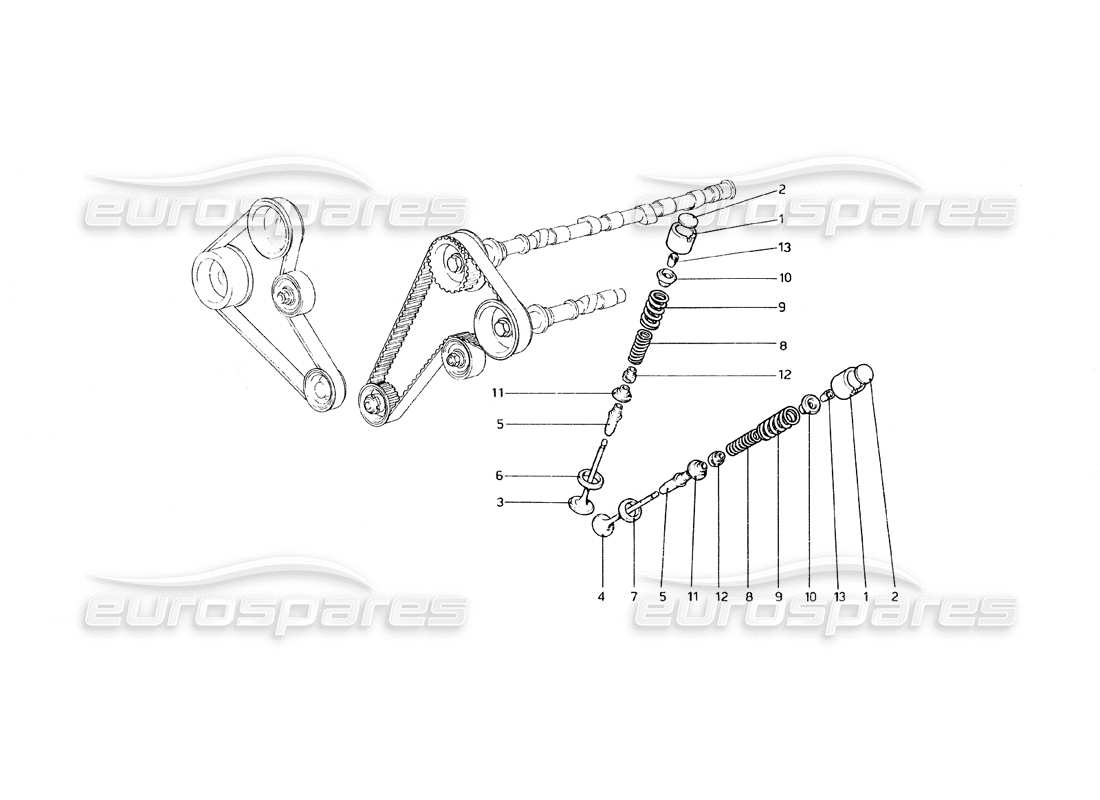 ferrari 308 gt4 dino (1979) timing system - tappets part diagram