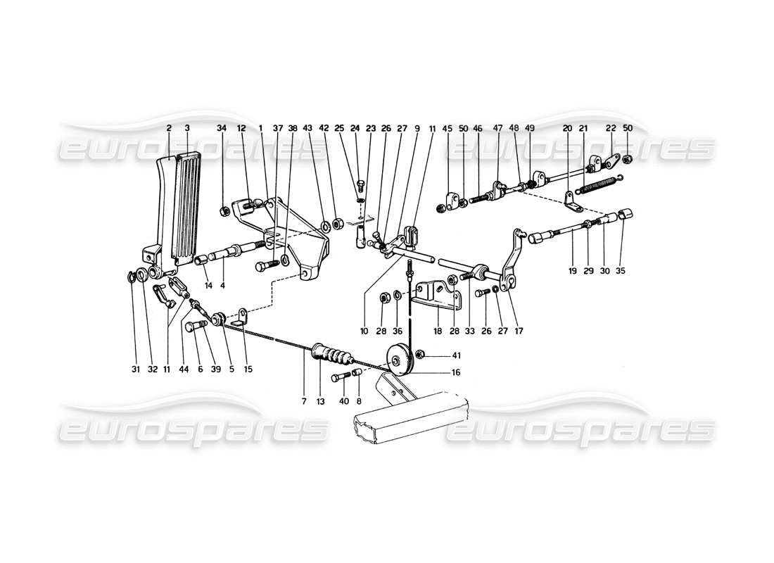 ferrari 246 dino (1975) throttle control parts diagram