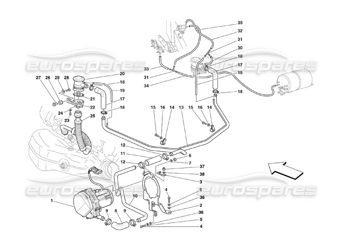 ferrari 360 challenge stradale secondary air system part diagram