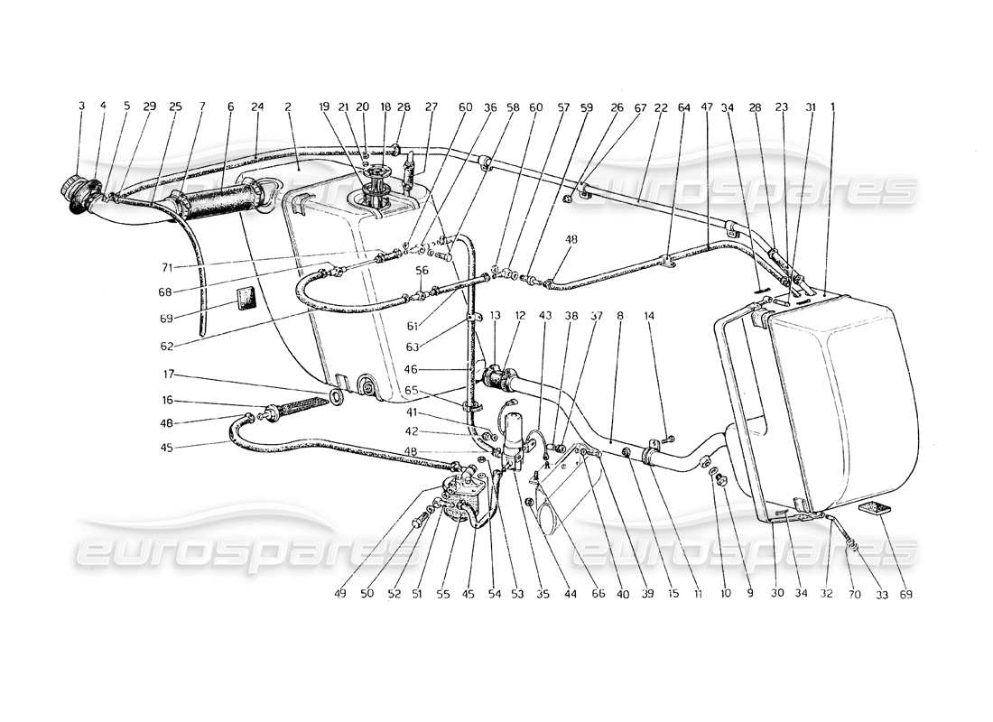 ferrari 308 gt4 dino (1979) fuel system parts diagram