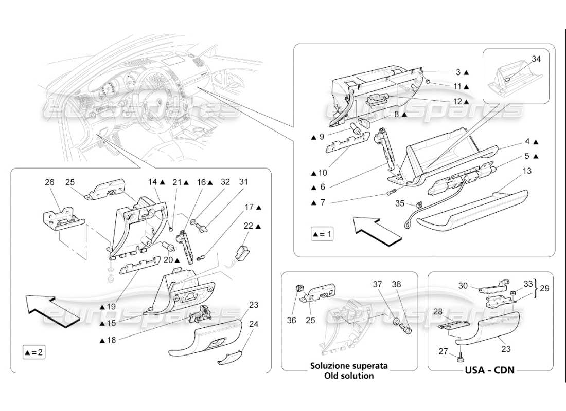 maserati qtp. (2007) 4.2 f1 glove compartments part diagram