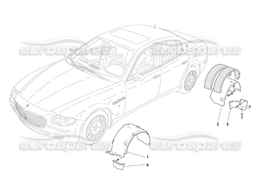 maserati qtp. (2003) 4.2 wheelhouse and doors parts diagram