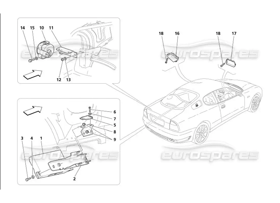 maserati 4200 coupe (2005) anti - theft electrical board and devices parts diagram