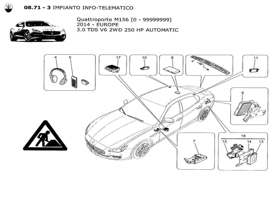 maserati qtp. v6 3.0 tds 250bhp 2014 it system parts diagram