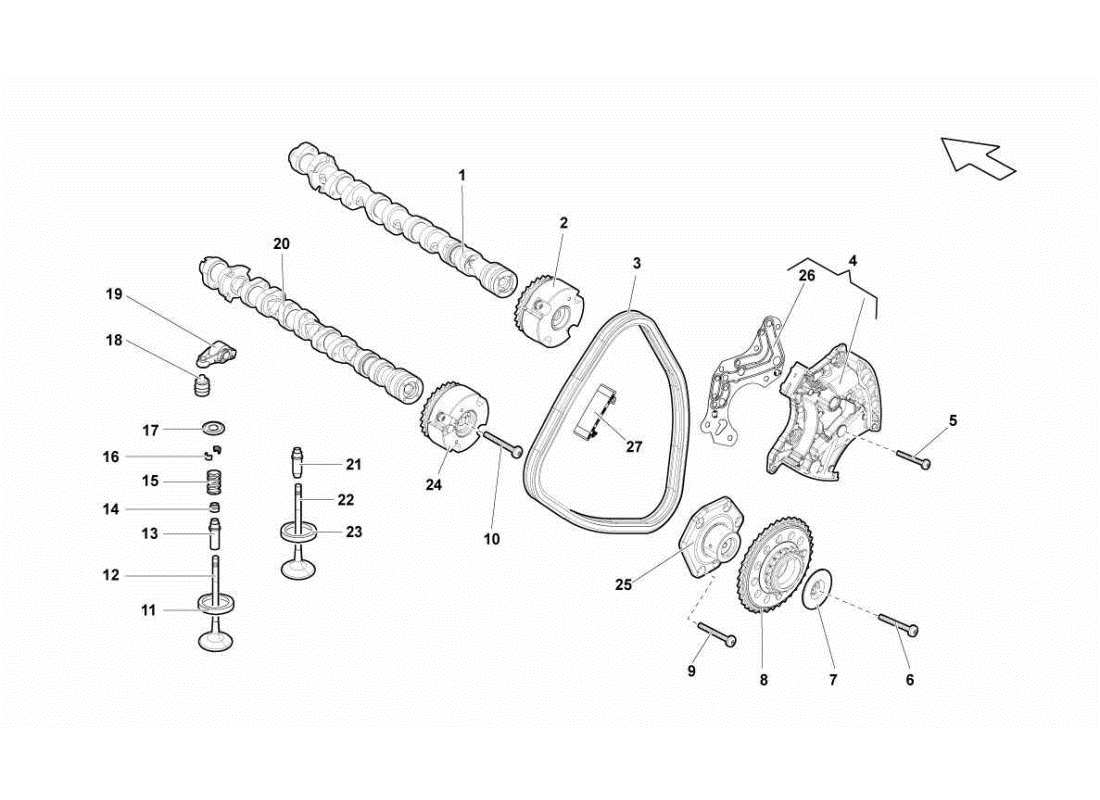 lamborghini gallardo sts ii sc left head timing system part diagram