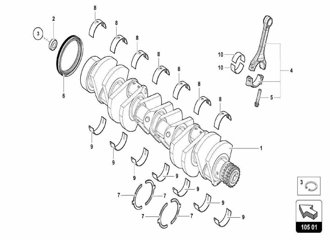 lamborghini centenario spider crankshaft with bearings part diagram