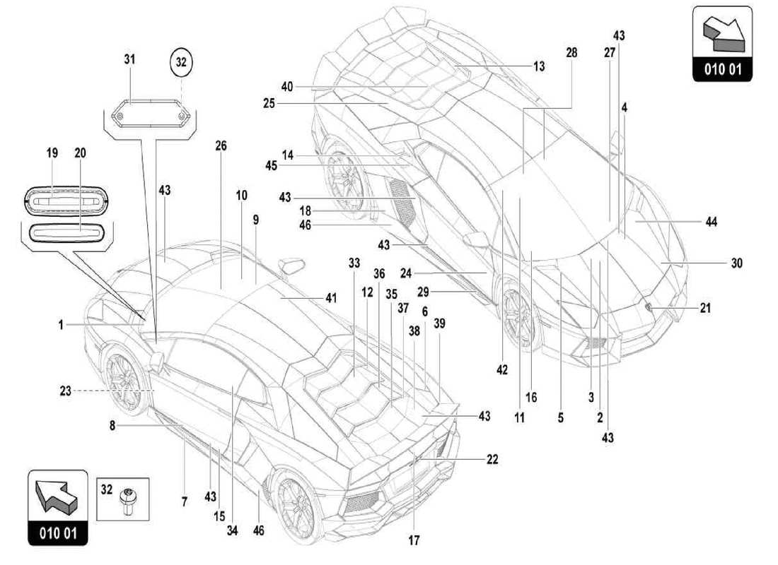 lamborghini centenario spider nameplates part diagram