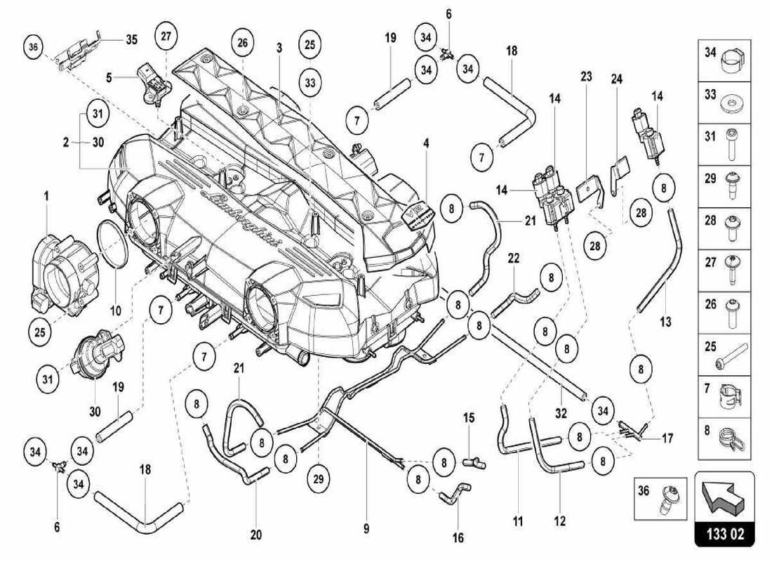 lamborghini centenario spider intake manifold part diagram