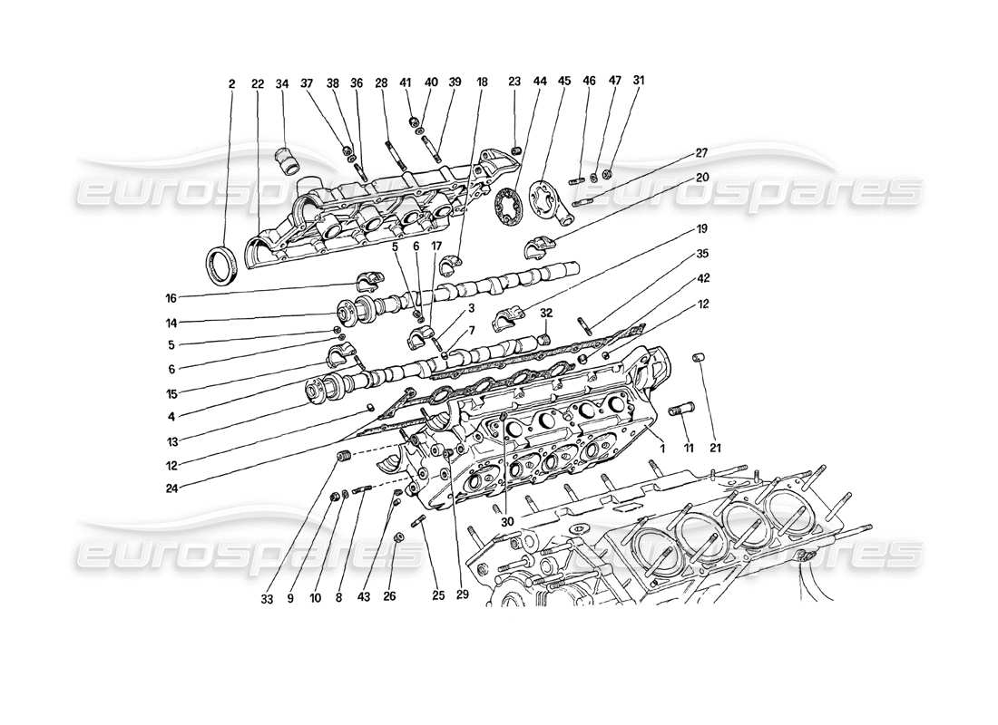 ferrari 208 turbo (1989) cylinder head (right) parts diagram